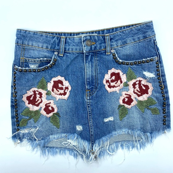 Free People Wild Rose Ember Mini in Light Denim - Picture 2 of 5